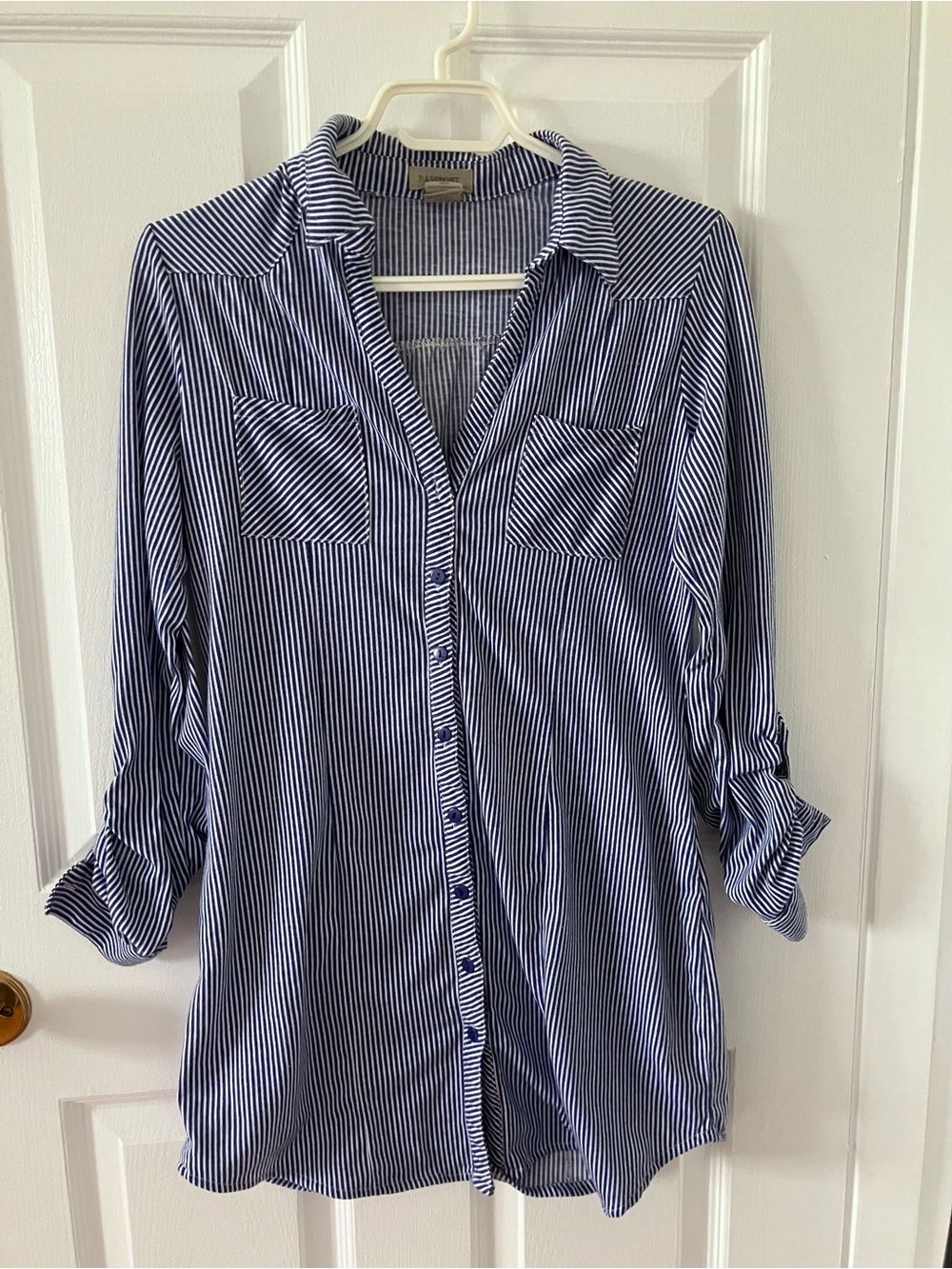 Passport Navy & White Striped Shirt